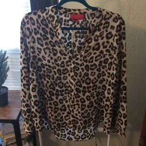 Animal print business casual v-neck top